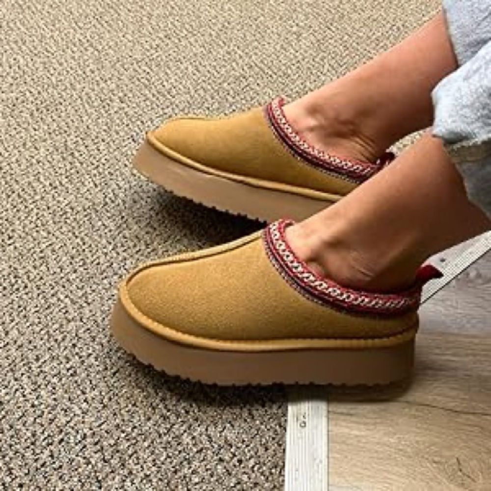 (X0) N Women's Platform Clogs, Short Fleece-Lined Ankle Boots,Size 41/9(2)-11(8)